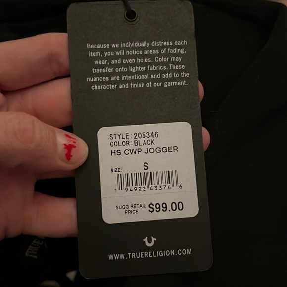 1 hour sale.🔥True Religion, black jogger, size small - Picture 3 of 12